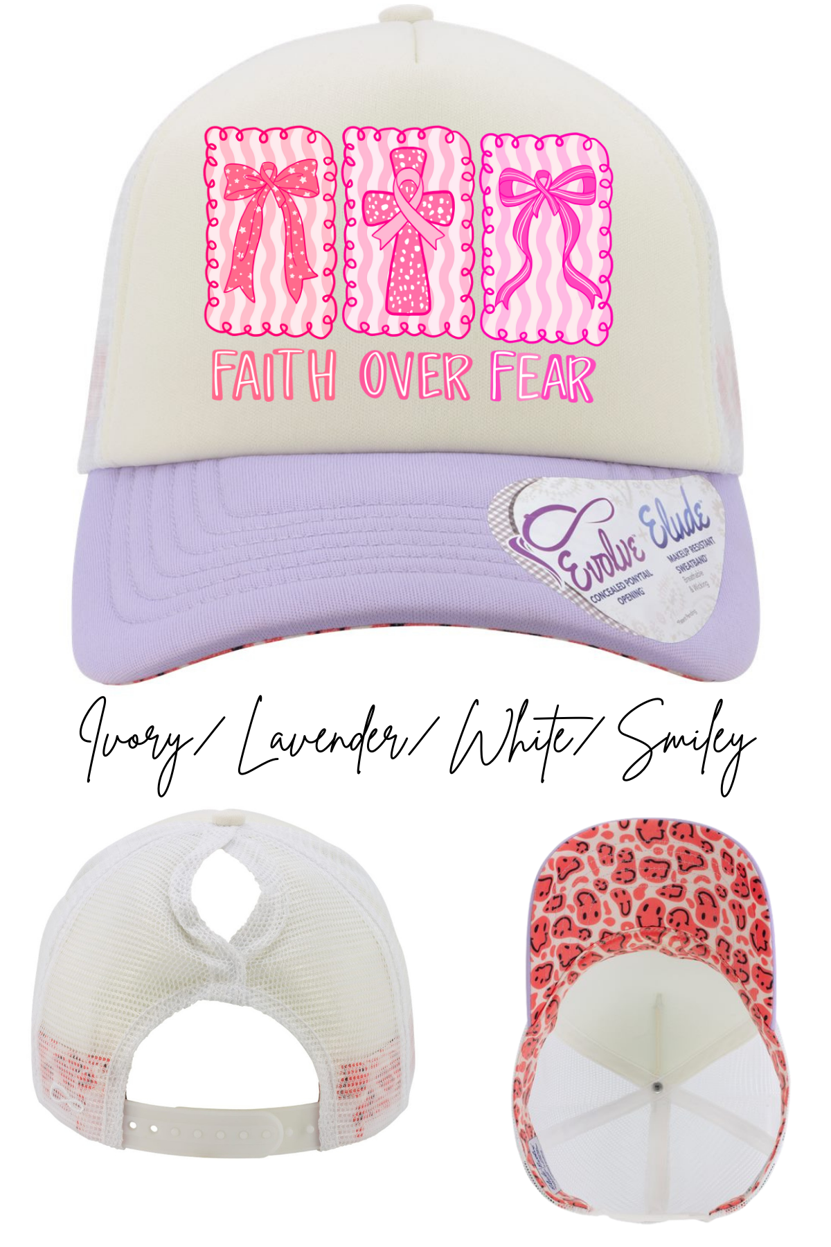 Pink Cross Infinity Trucker Hat w/ Pony Tail Hole